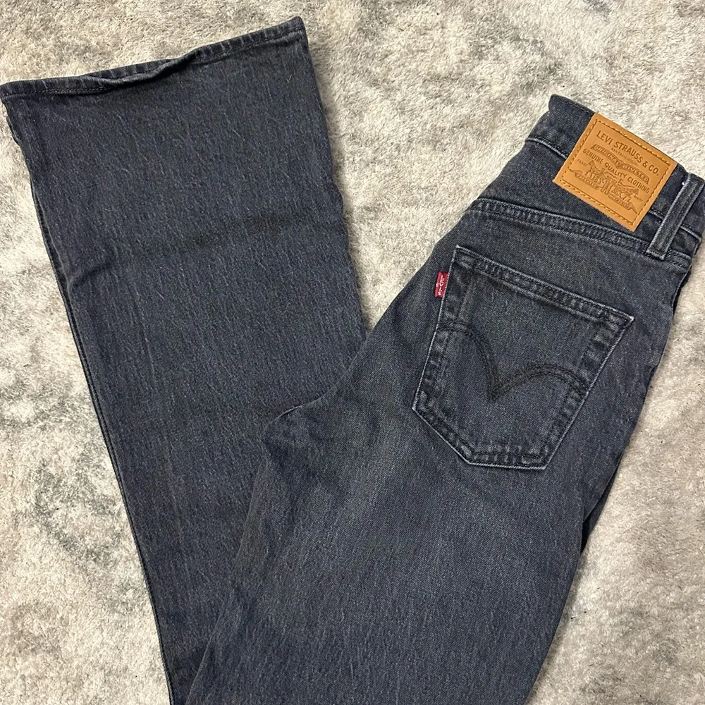 Levi's Washed Black Ribcage Flare Wide Leg Jeans - Image 7