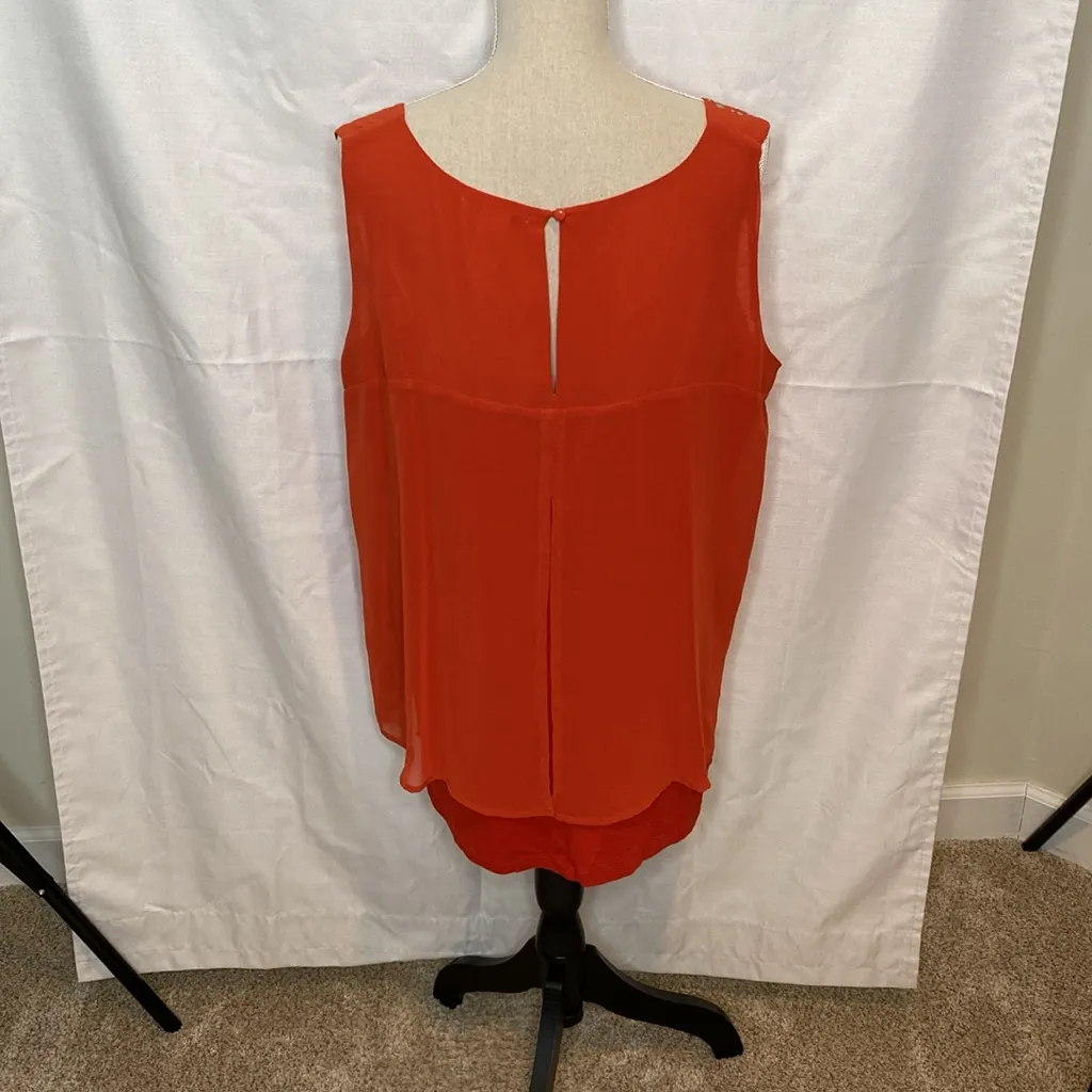 Design History 10  Rusty Orange Rhinestone Tank Flowy Size 1X - Image 3