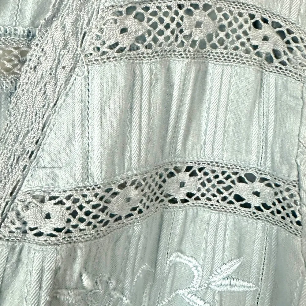 Free People Dainty Edwardian Embroidered Lace Cottage Top Billowy Sleeves Medium - Image 9