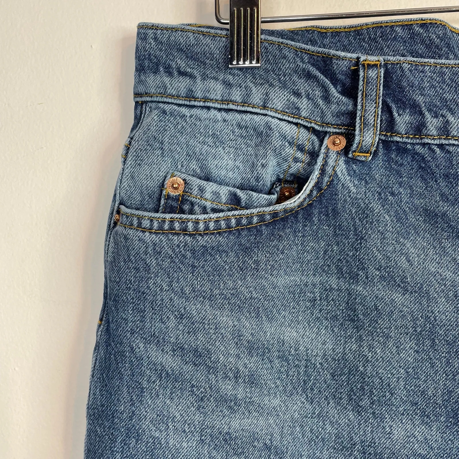 Mille Ashton High Rise Wide Leg Flare Bell Jeans Rigid Cotton denim Womens 33 Blue - Image 5