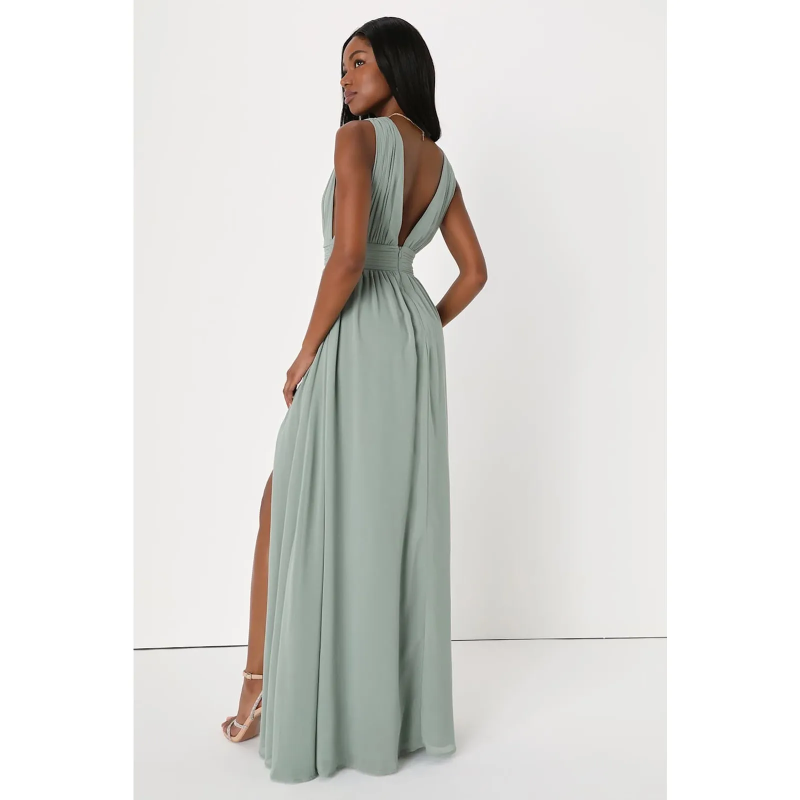 NWT Lulus Heavenly Hues Sage Brush Maxi Dress Wedding Bridesmaid Gala Size XL - Image 3