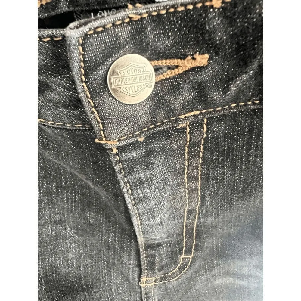 Harley Davidson Boot Cut Jeans in Black Size 12 Long Gray - Image 6