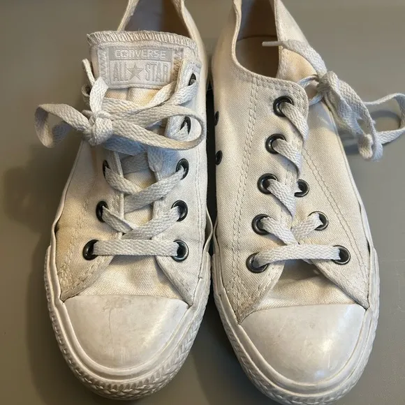Converse White Canvas Lace-Up Sneakers - Image 2