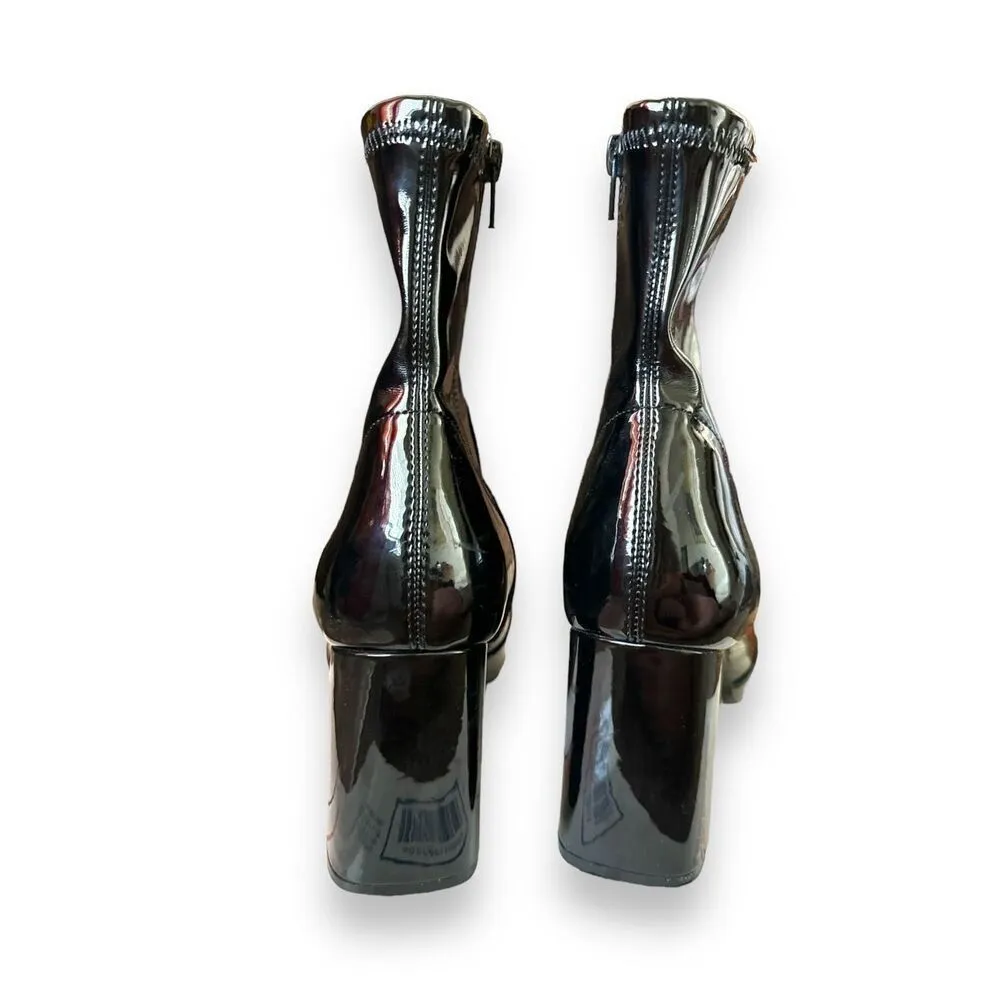 Steve Madden Womens Nia Black Sleek Heeled Patent Boots sz 7.5 Edgy Chic Evening - Image 4