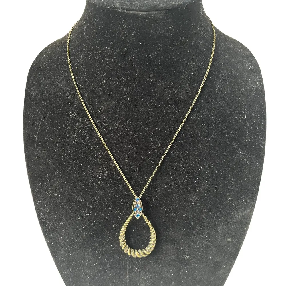 Medieval Fantasy Egyptian Teardrop Rope Pendant Necklace Blue Stones Extender - Image 26