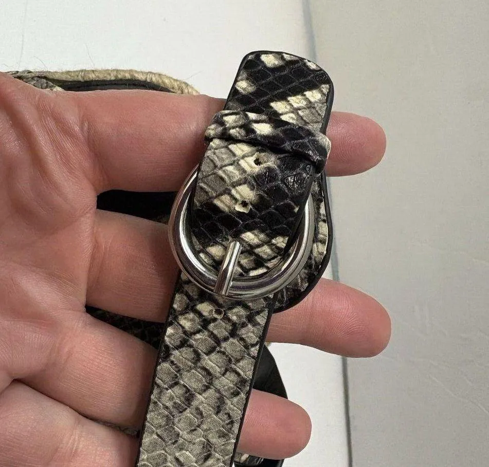 Marc Fisher Women’s Abacia 2 Espadrille Wedge Sandals Black Snake Leather 7.5 - Image 6