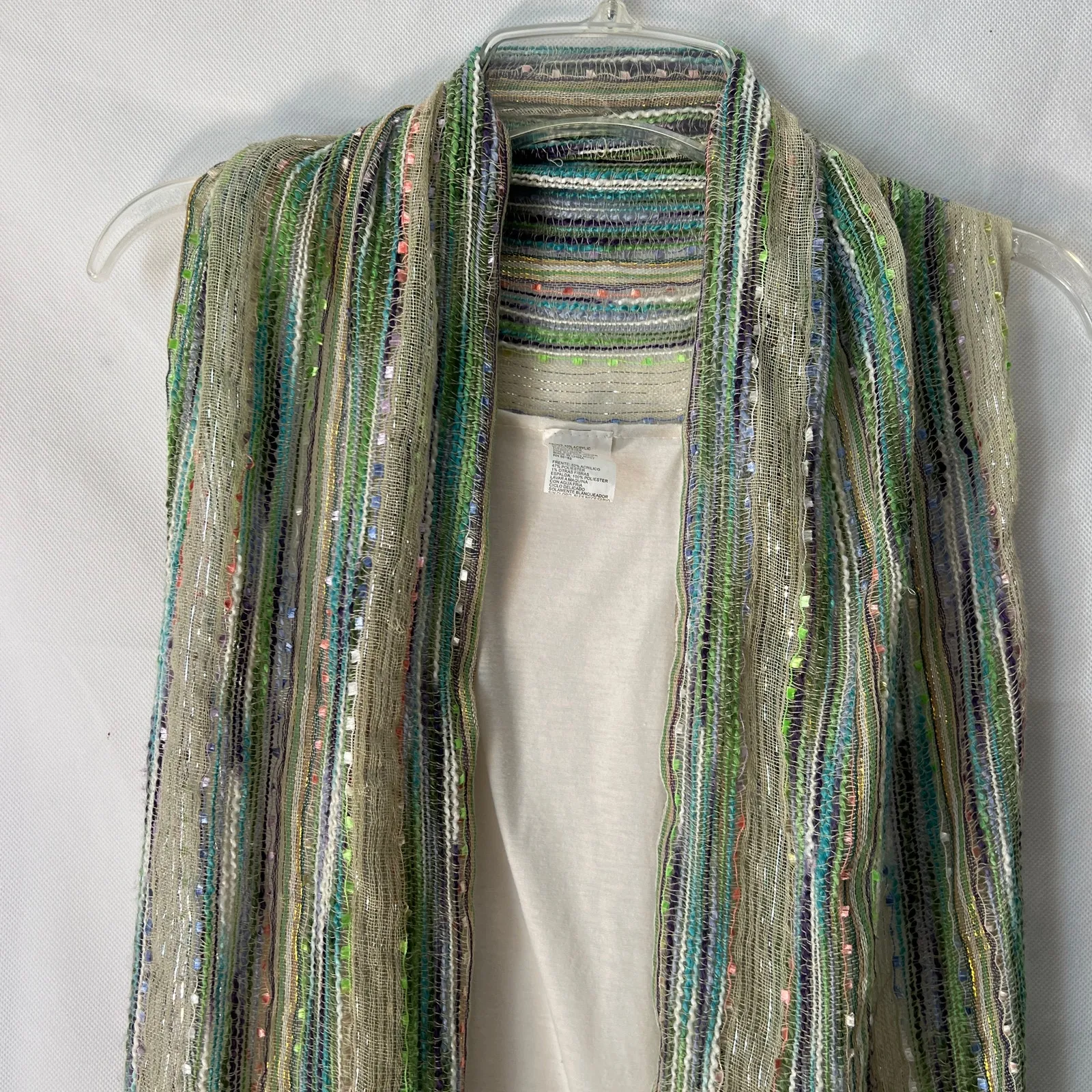 Women's Multicolor Metallic Print Bohemian Fringe Sleeveless Cardigan One Size Size undefined - Image 3