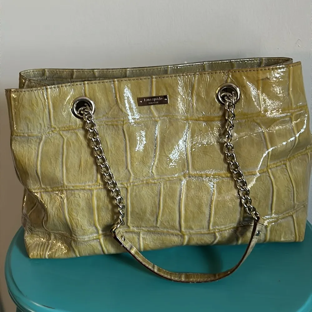 Kate Spate Patent Leather Croc Embossed Maryanne Knightsbridge Tote Shoulder Bag - Image 15