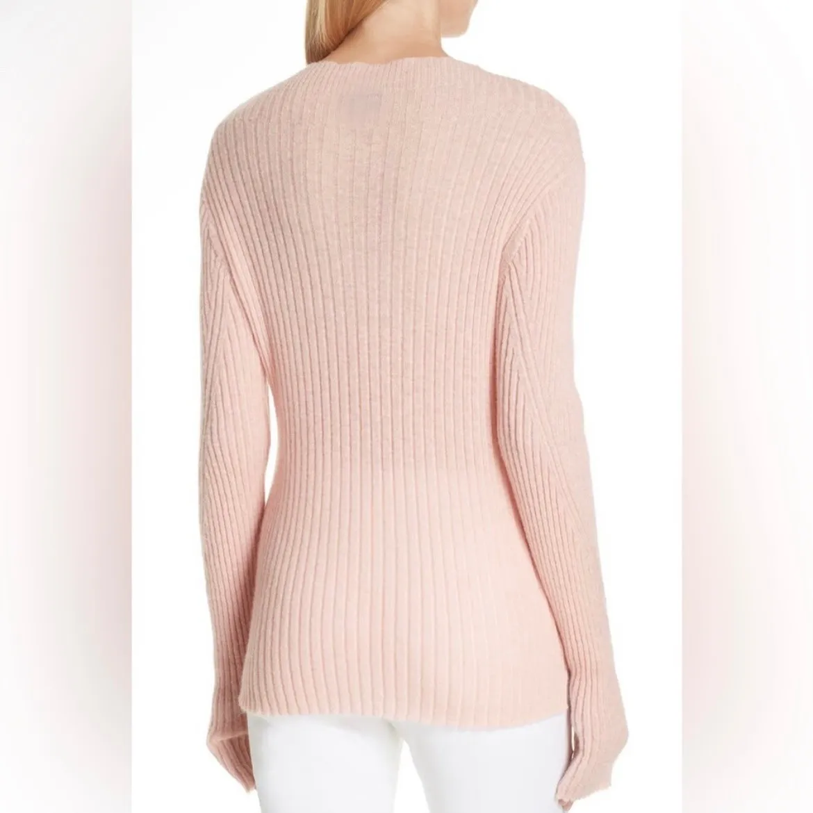 Rag & Bone Donna Turtleneck Ribbed Mock Neck Sweater Peach Beige Long Sleeve XS - Image 4