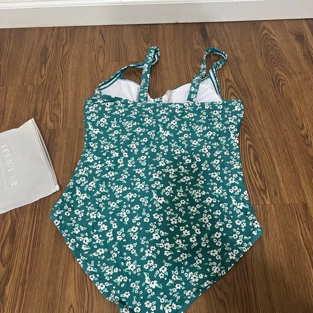 NWT Tempt Me Green Floral One Piece Bathing Suit Size XL - Image 5