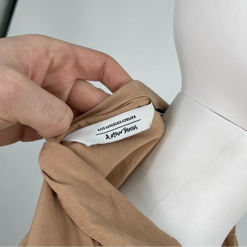 & Other Stories Top Women Size 2 Blouse Brown Button Up Short Sleeve Collared - Image 6