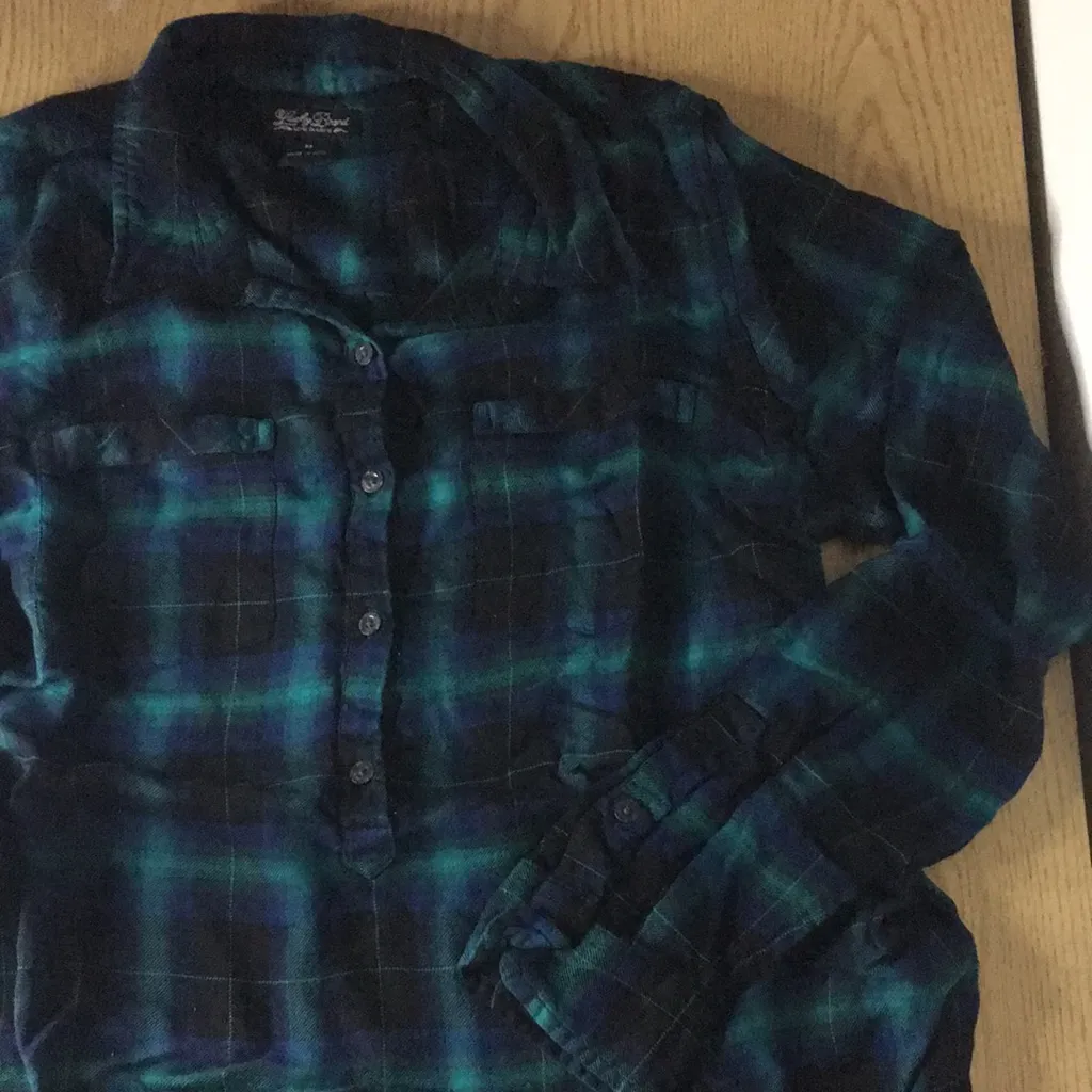 Women’s Lucky Brand Lightweight Rayon Shirt Navy/Blue/Mint/Black Size Medium - Image 7