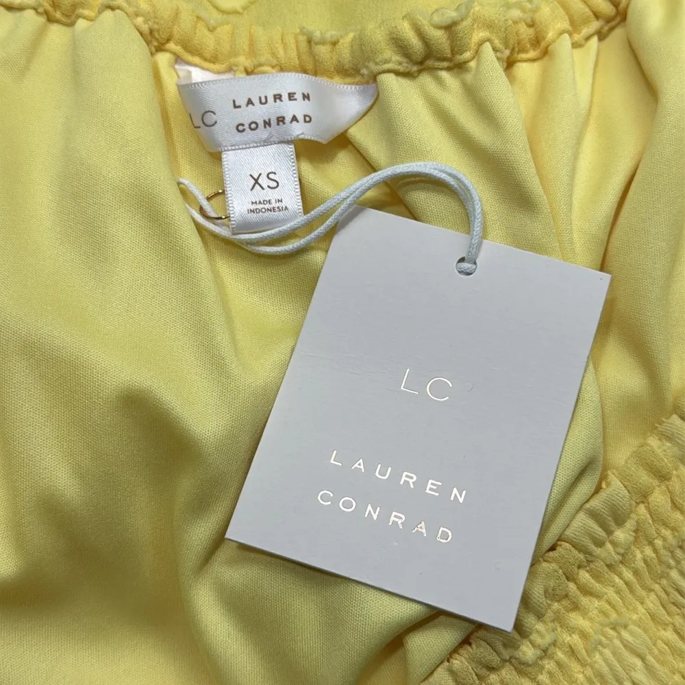 LC Lauren Conrad NWT Yellow Hello Sun Smocked Peplum Long Sleeve Blouse Size XS - Image 8