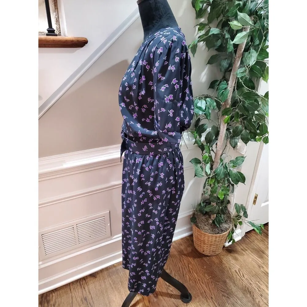 Vintage Karin Stevens Black Rayon Round Neck Half Sleeve Knee Length Dress 10 - Image 7