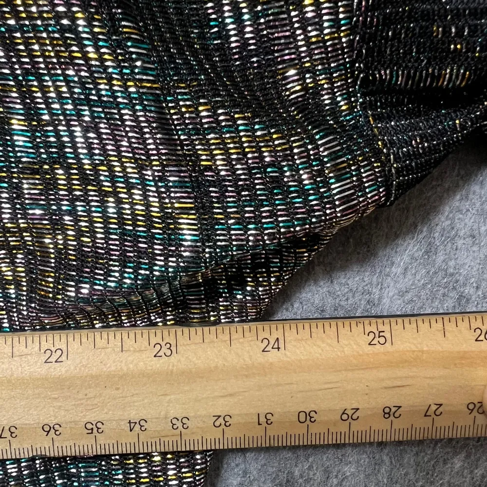 Vintage 80s MS Tops California Metallic Sparkle Sheer Button Front Plus Size 24W Black - Image 4