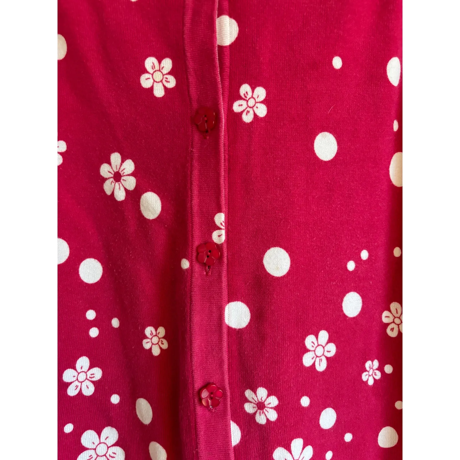 Talbots Pink & White Floral Cardigan – Size 1X – 3/4 Sleeves Floral Buttons - Image 5