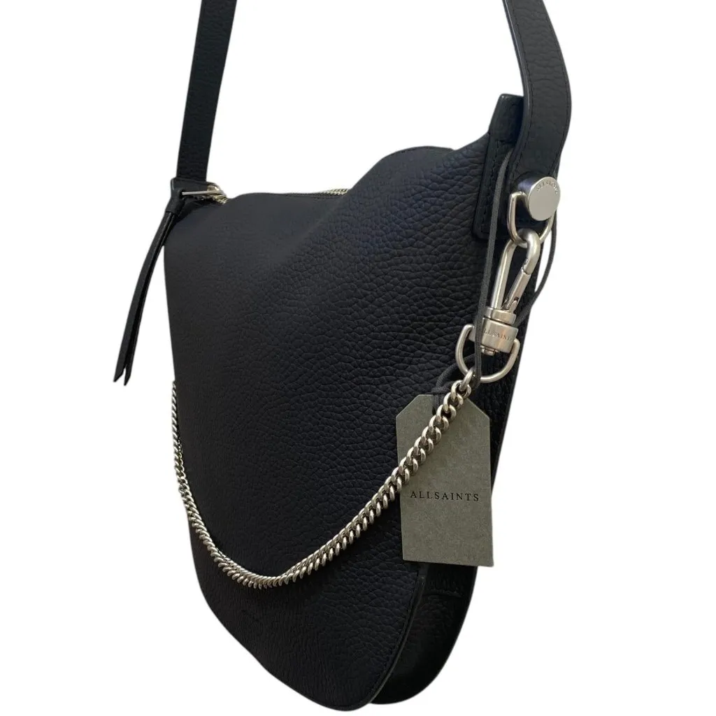 NEW AllSaints BLAKE Pebbled Leather Shoulder Crossbody Bag in Black - Image 3