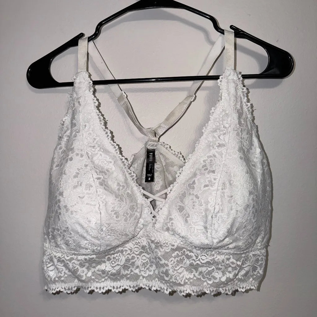 Torrid Size 2X 18/20 White Lace Bralette Wireless Plus Size Soft - Image 2