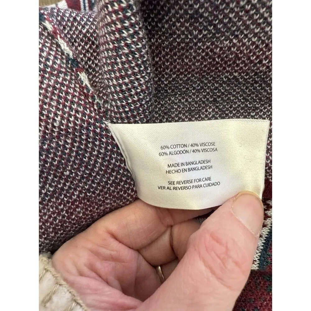 Eddie Bauer Fair Isle Burgundy Blue Striped 1/4 Zip Women’s Sweater Sz 2xL - Image 6