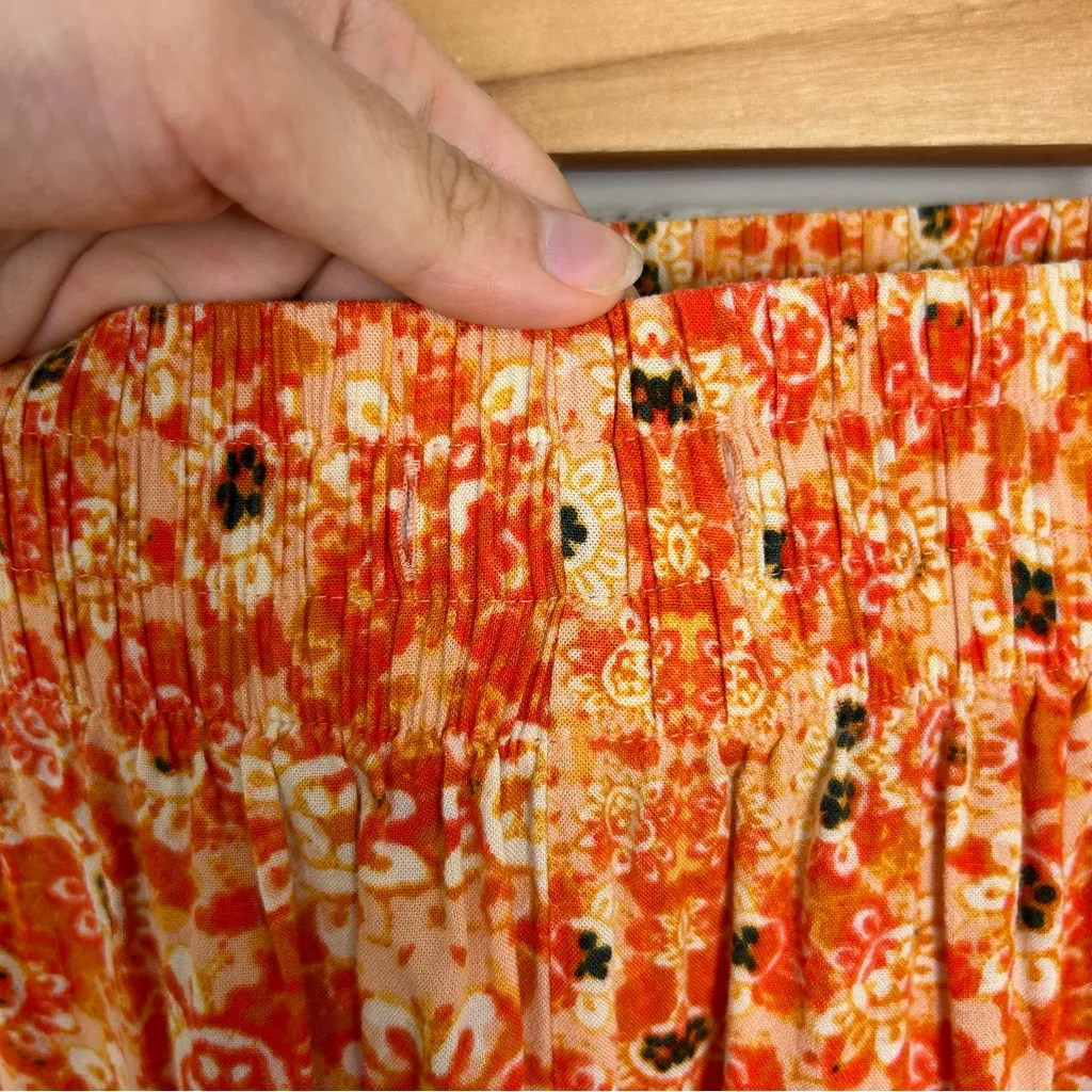 Free People Make My Day Orange Patterned Boho Harem Pants Size M - Image 11