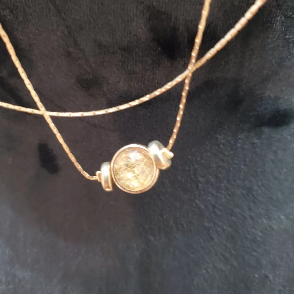 C 1946 Women's Gold Tone Beaded Double Strand Chain Fashion Jewelry Necklace - Image 6