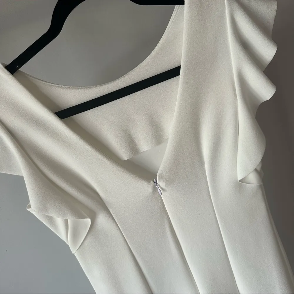 Sisley white mini dress with ruffle sleeves size xs - Image 3