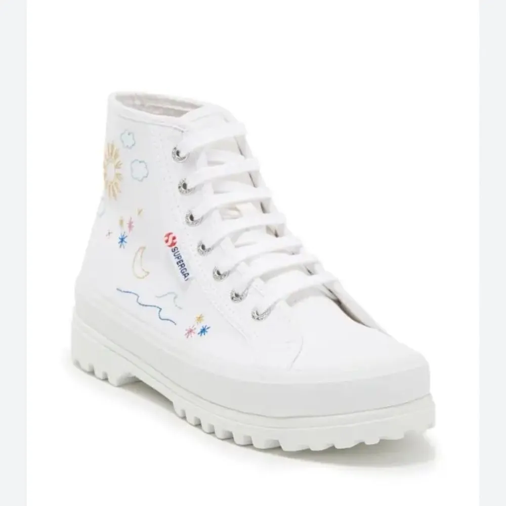 Superga White & Blue  Embroidered Accent Alpina Plao Hightop Sneakers.(Size 7.5) - Image 2