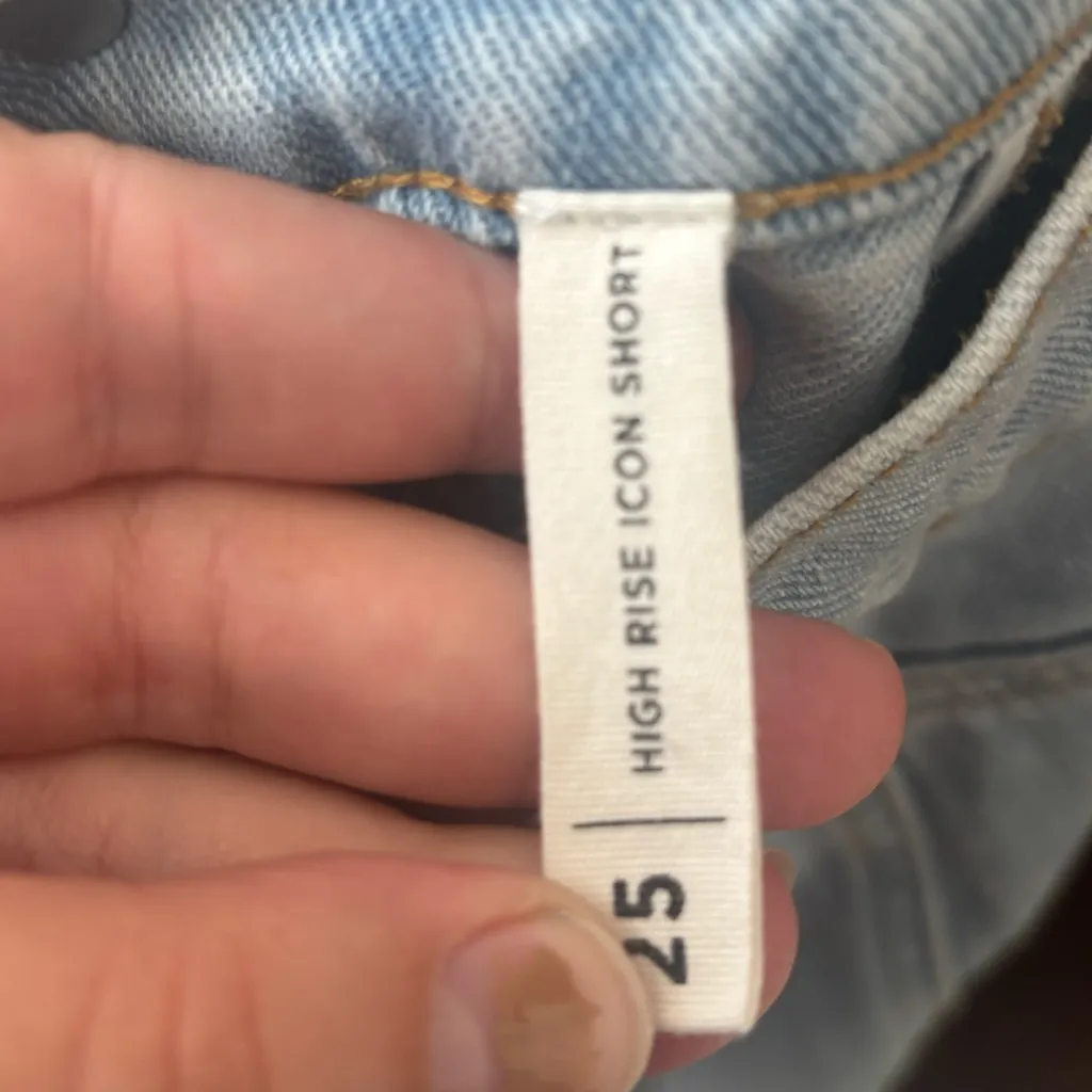 PacSun‎ Blue Two-Tone Distressed Jean Shorts Button Fly Size 25 - Image 4