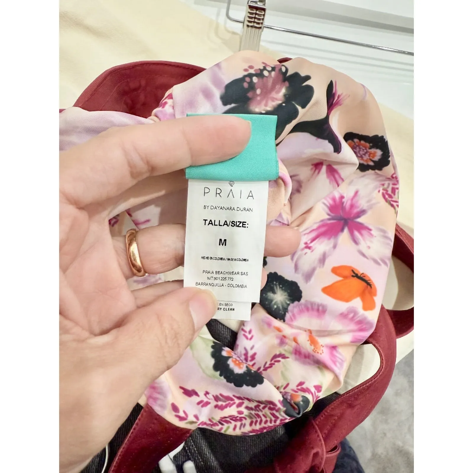 NWT PRAIA by Dayanara Duran Floral Bandeau Bikini Top Bikini Bottom Set Womens M Pink Size M - Image 4