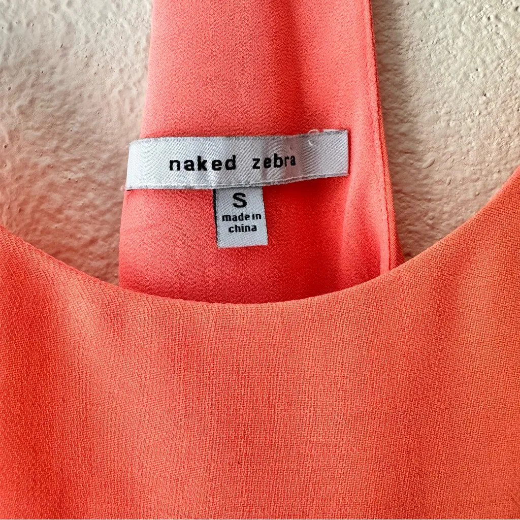 Coral Naked Zebra spaghetti strap blouse sz small - Image 3