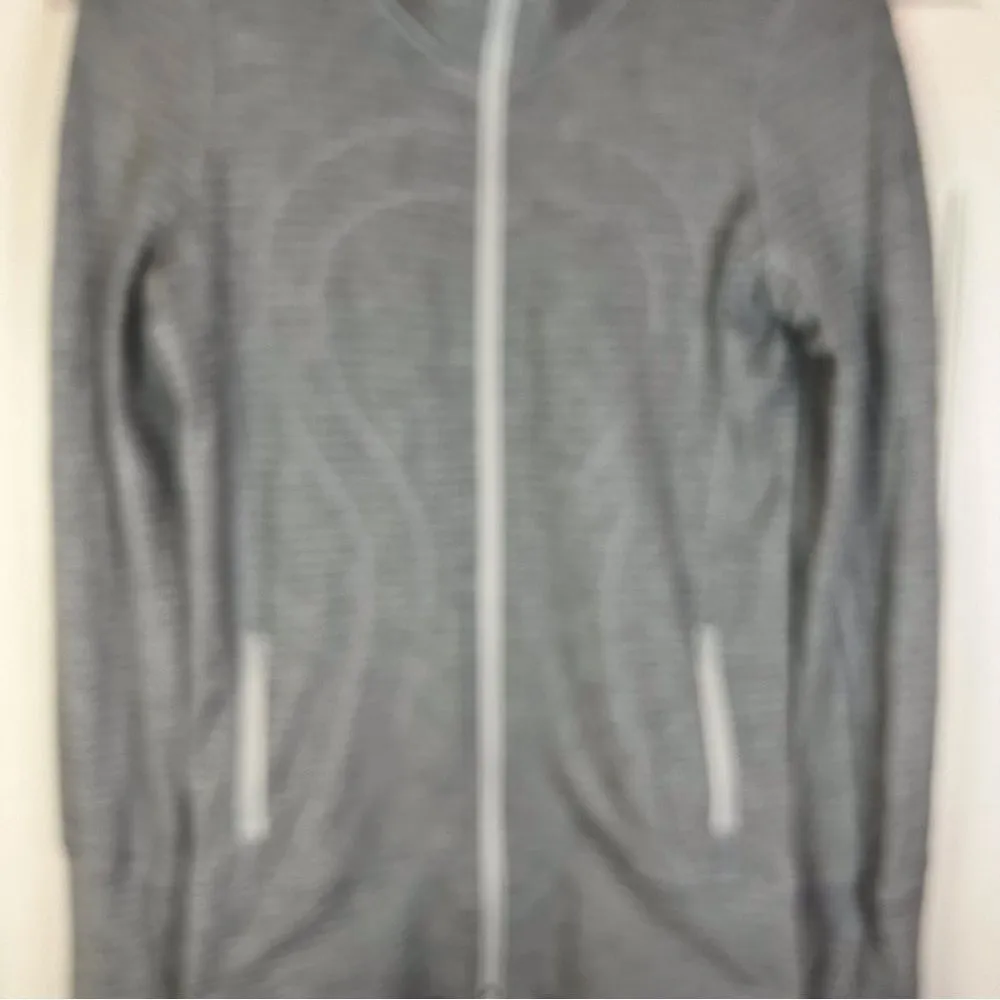 Lululemon In Stride Jacket Womens 4 Heathered Grey Thumbholes‎ - Image 3