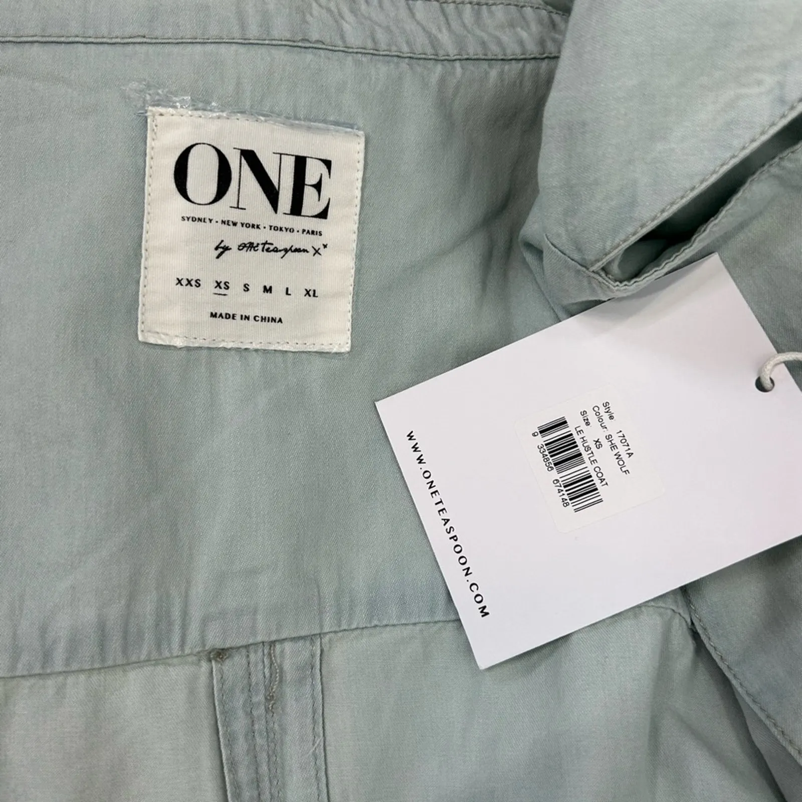 One Teaspoon Le Hustle Duster Coat XS Sage Green “She Wolf” NWT Long Jacket - Image 5