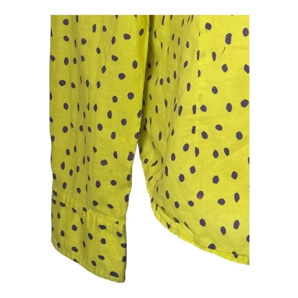 J McLaughlin Shirt Women 8 Yellow Purple Polka Dot Cotton Collared Button Down - Image 5