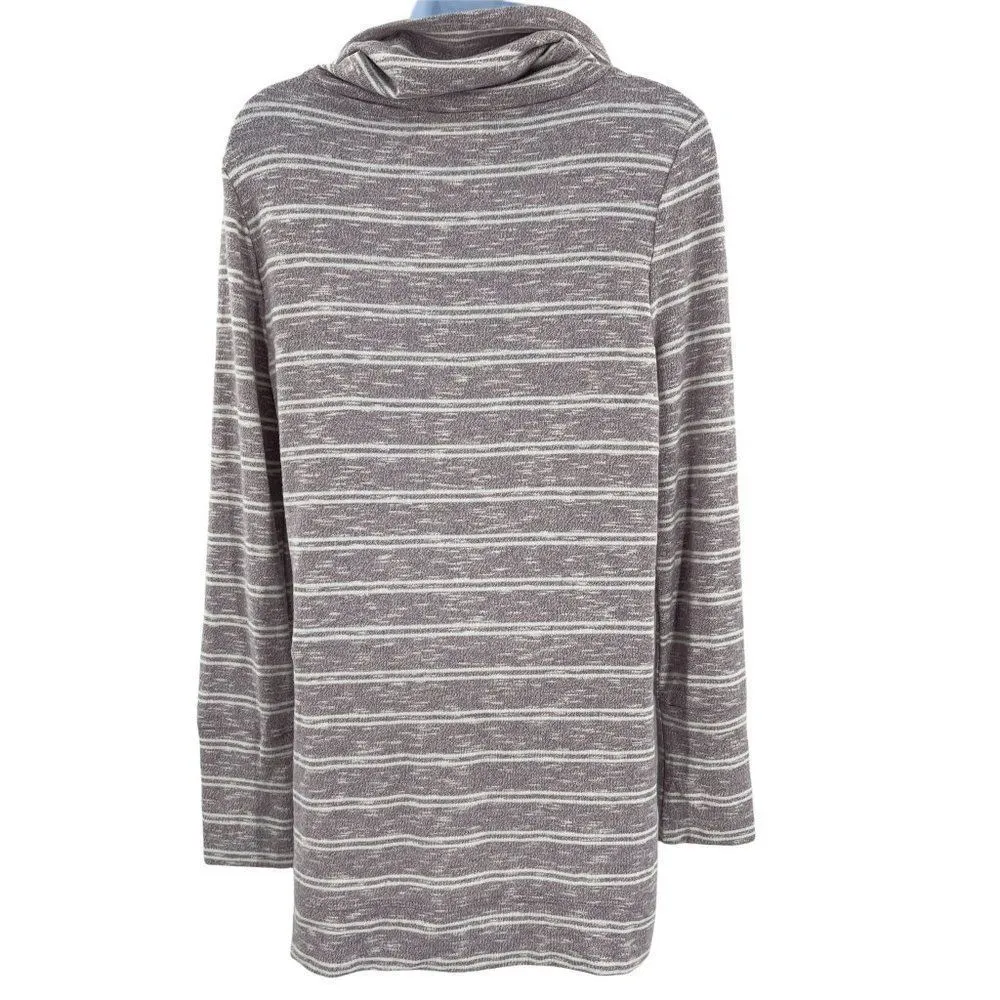 Olive + Oak Cowl Neck High Low Hem Tunic Oversized Striped Pullover Top Small - Image 34