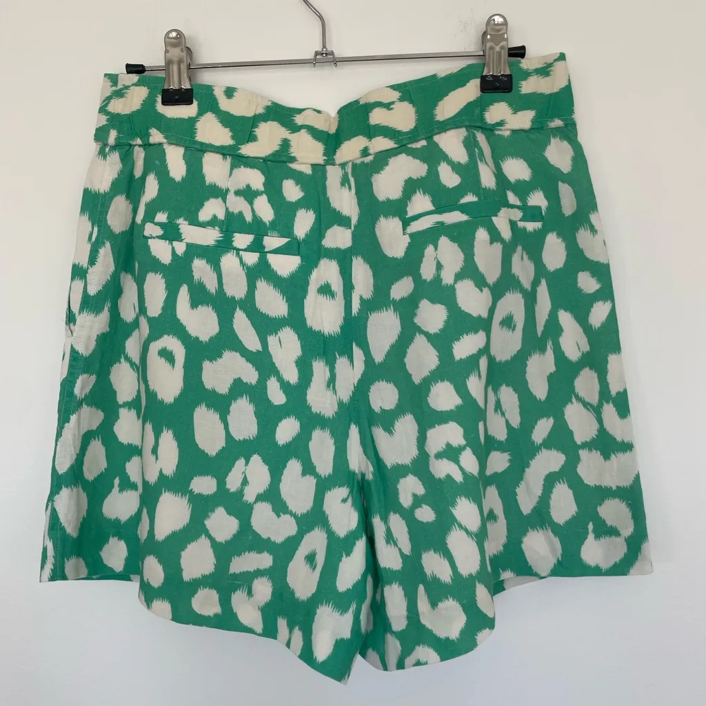 Milly Green and White Patterned Shorts - Image 3