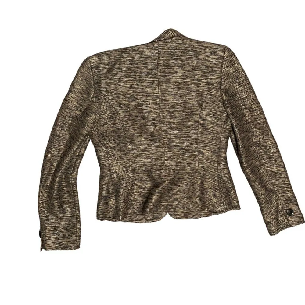 Zara woman size 8 medium silk blazer brown gold jacket business work career - Image 2