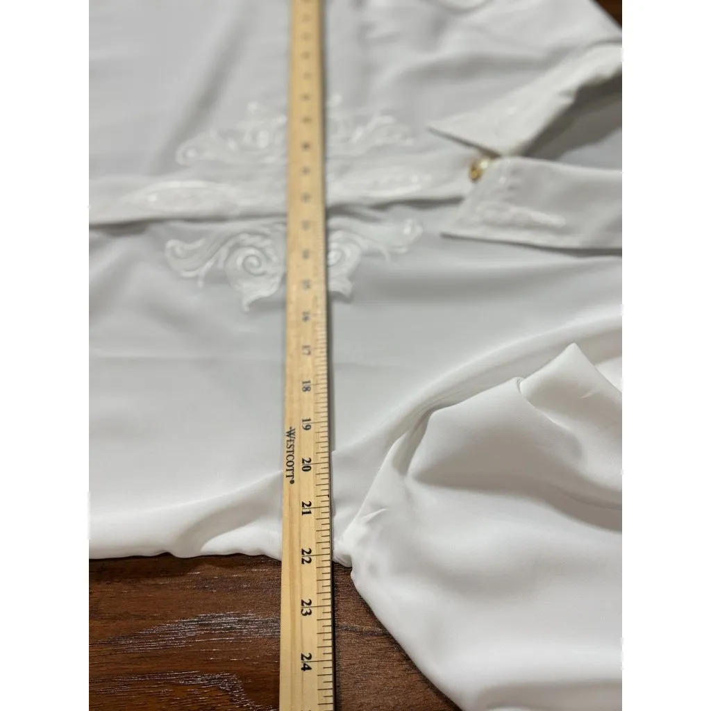 Vintage Jaclyn Smith White Embroidered Blouse With Pearl Buttons Size 14 - Image 8