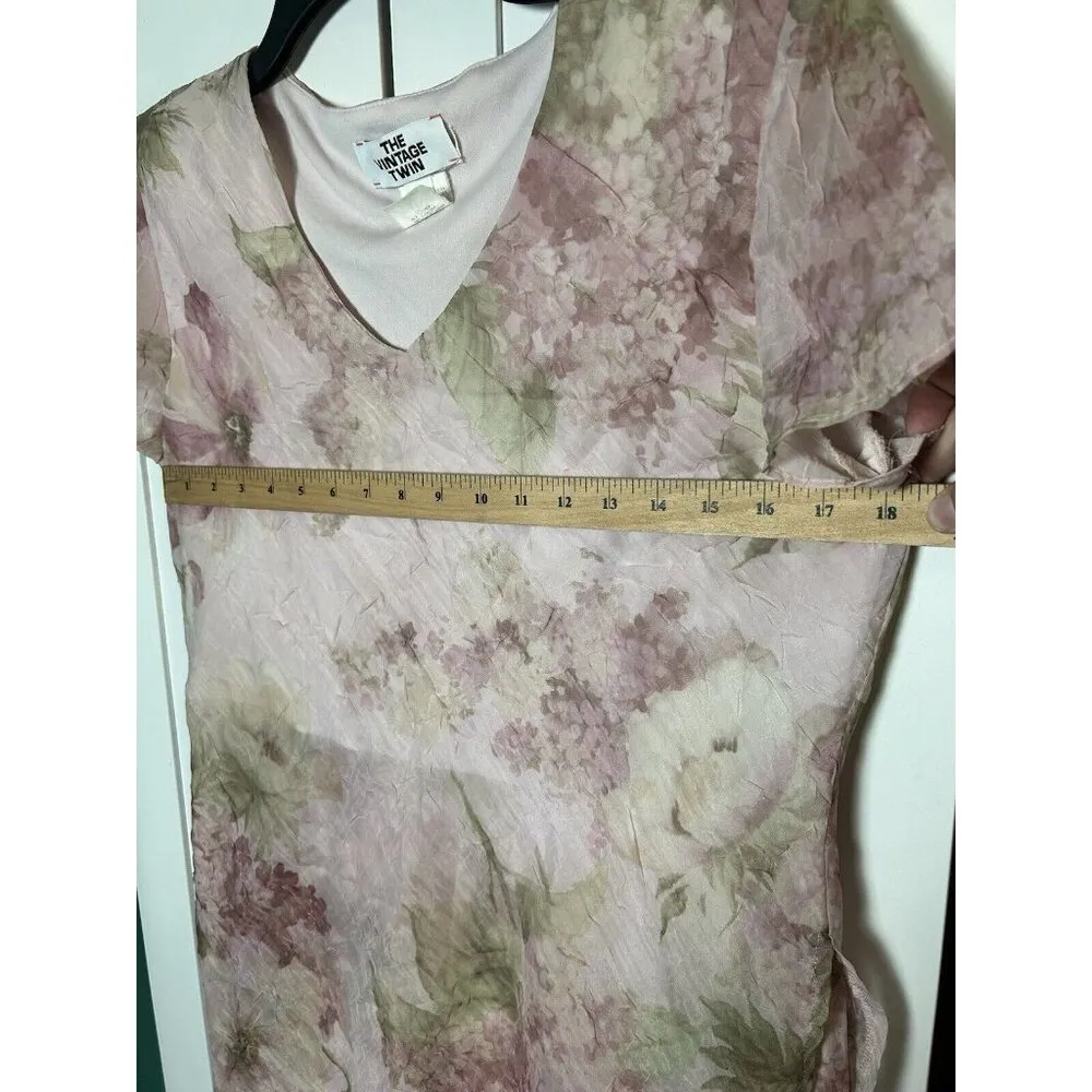 Miss Dorby Women's Short Sleeve Cottagecore Fairycore Floral‎ Maxi Dress Sz 12P Pink - Image 7