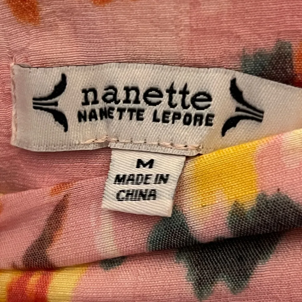 NANETTE LEPORE Women’s Multicolor Floral High Waist Wide Leg Pants Size M - Image 3