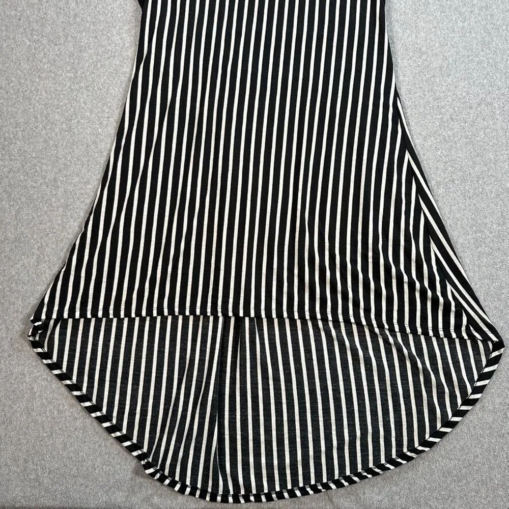 Erica Brooke Collection High Low Dress Size 18 Black White Stripe Sheer Panel - Image 2