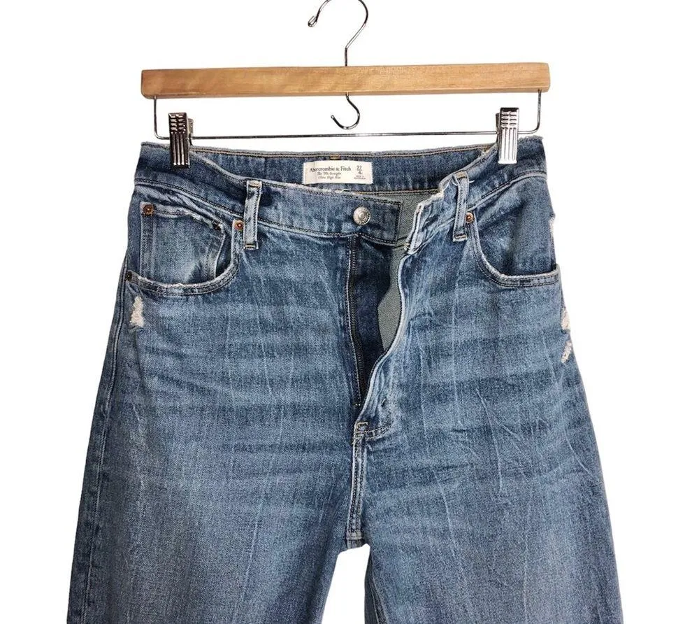 The 90s Straight Ultra High Rise Medium Wash Denim Jeans - Image 5