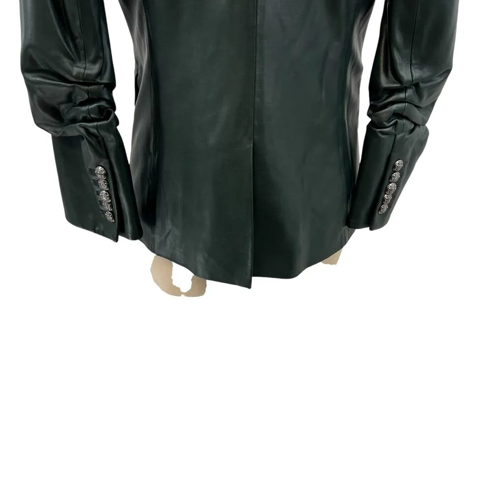 Veronica Beard Hollis Faux Leather Dickey Jacket Blazer Green Size 4 *Flawed - Image 13