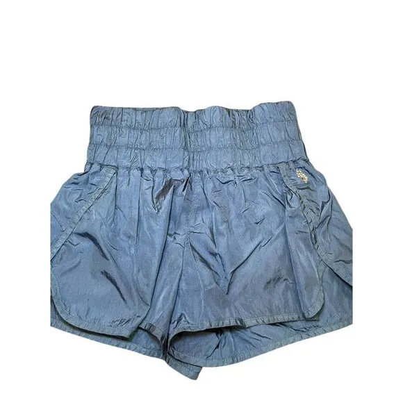 Free People FP Movement Women Small Way Home Shorts Shiny Deep Blue‎ High Waist - Image 8
