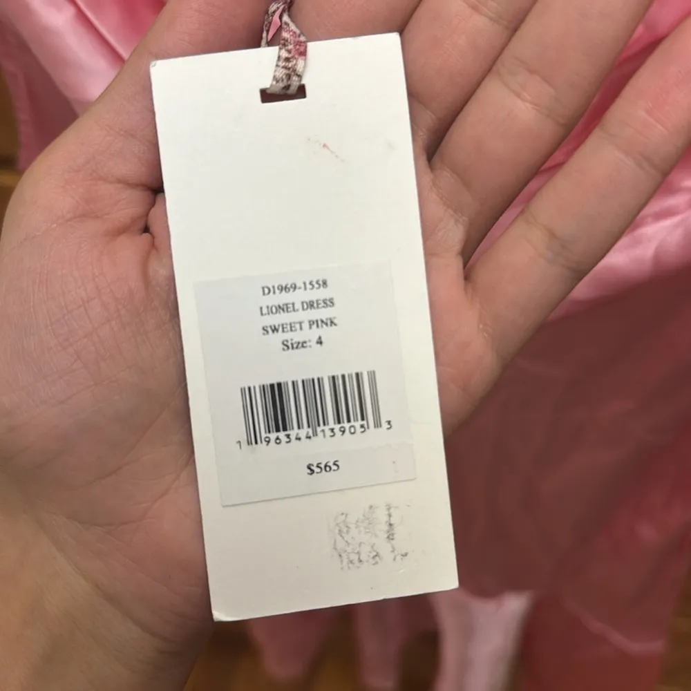 LoveShackFancy pink satin cowl neck dress - Image 5