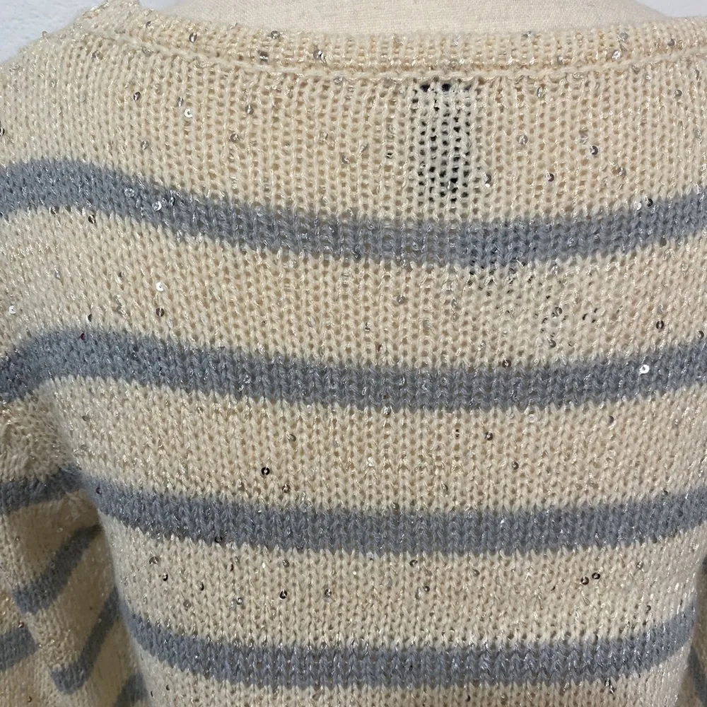 Windsor Cream with Silver Stripes & Silver Sequins Sweater - Image 7