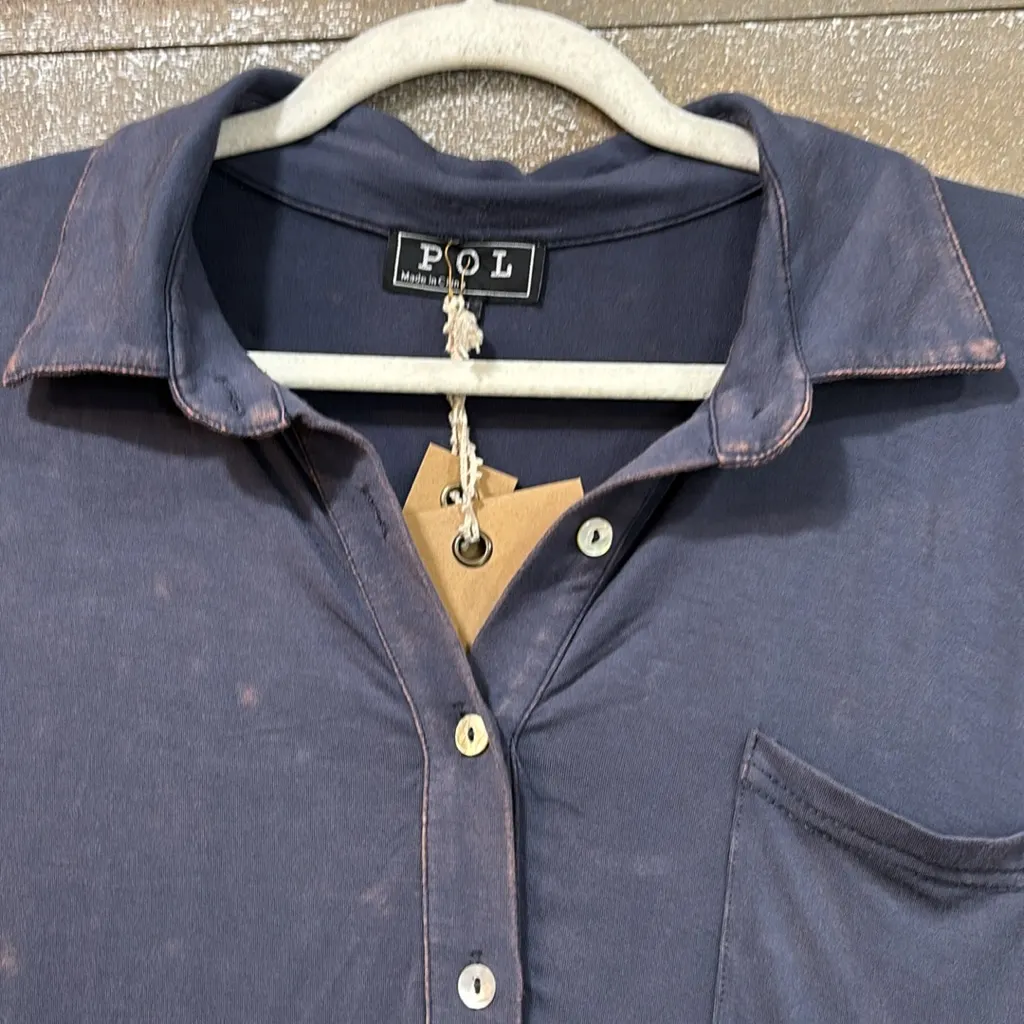 POL blue grey distressed t shirt knit shift dress size S - Image 6