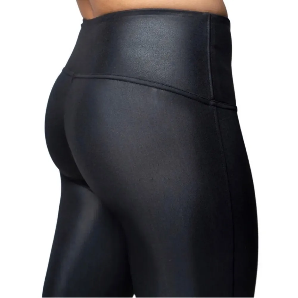 Set of 2 Jane & Bleecker Black Faux Spanx Leather Leggings - Image 4