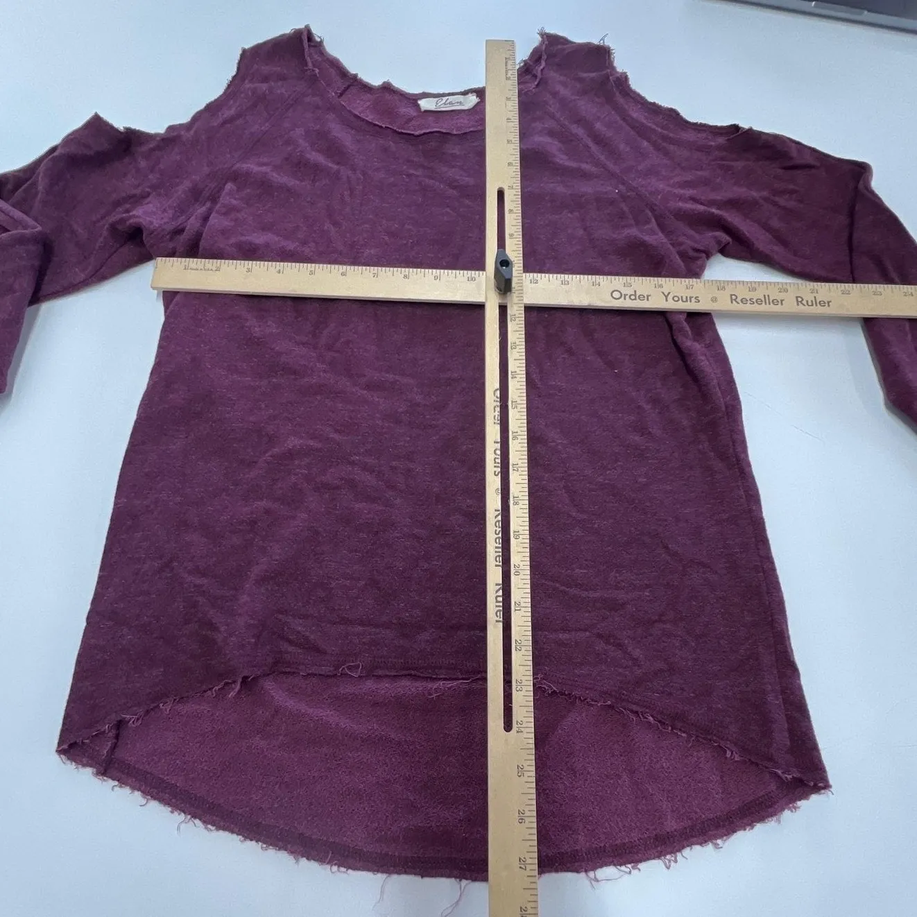 Elan Sweater Womens Medium Purple Cold Shoulder Raw Hem Pullover USA‎ Boho Top - Image 4