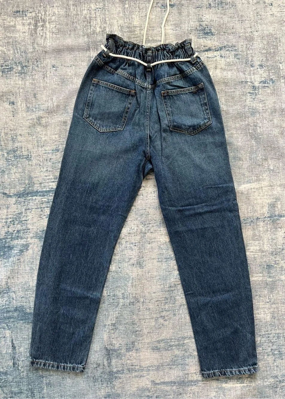 Zara Ultra High Rise Button Fly Belted Cinched Elastic Waist Mom Jeans Size 2 - Image 2