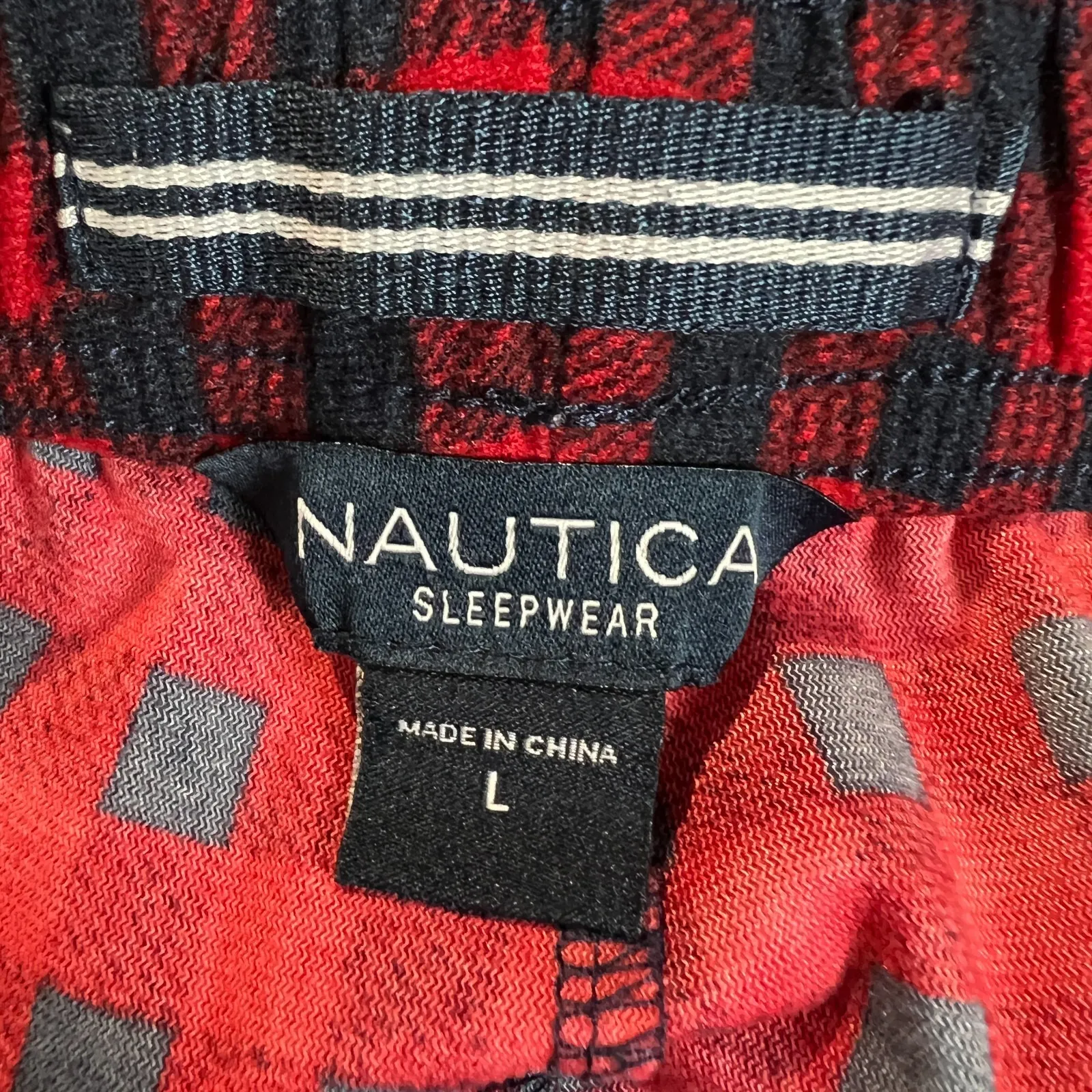 Nautica Sleepwear Pajama Pants Mens Large‎ Red Black Plaid Drawstring Lounge L - Image 8